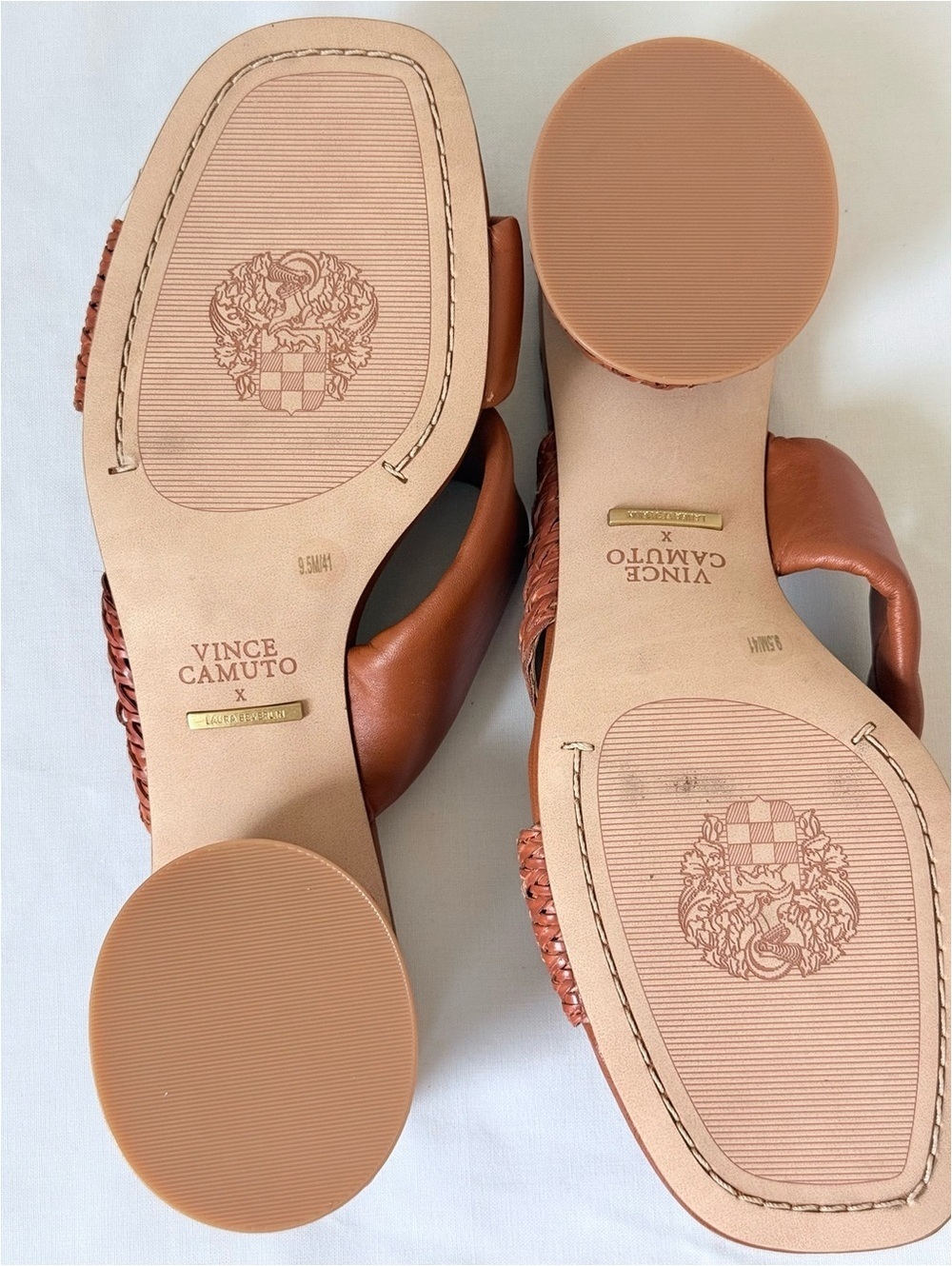 Vince Camuto x Laura Beverlin Braided Leather Block Heel Slides Size 9.5 - Picture 6 of 9